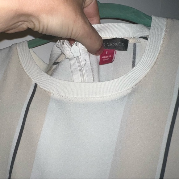 Vince Camuto asymmetrical stripe ruched side dress - Picture 7 of 8